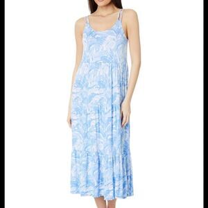 Tommy Bahama blue tropical midi dress